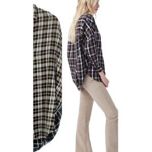 French Connection Size M Penita Popover Multi Checkered‎ Plaid Baggy 90's Grunge